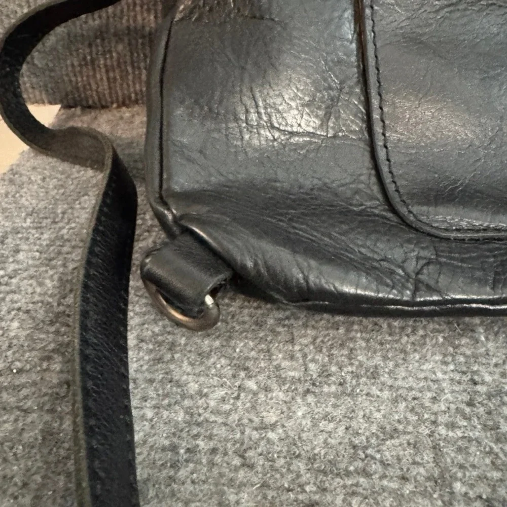 Patricia Nash Black Leather Convertible Backpack Crossbody Bag Tassel Foldover